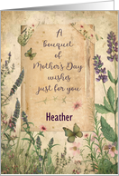 Heather Custom Name Mother’s Day Bouquet of Wishes Flower Garden card