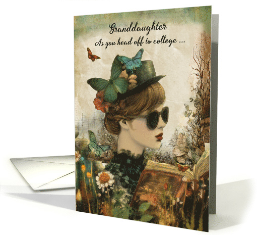 Granddaughter Off to College Thinking of You Young Woman and Book card