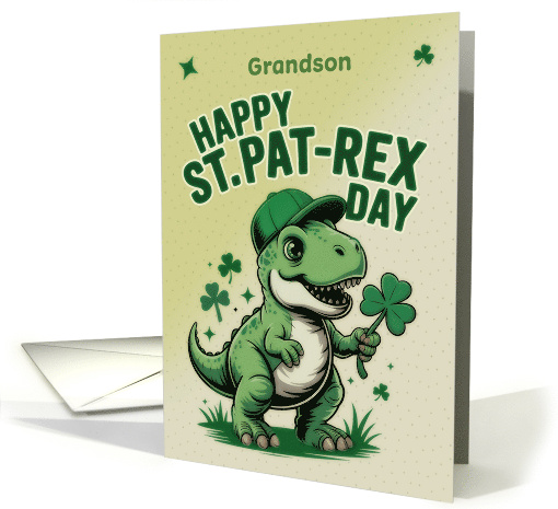 Grandson St Patricks Day T Rex Pun card (1968082)
