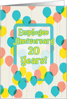 20 Year Employee Anniversary Whimsical Balloons and Polka Dots card