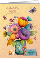 Friend Mothers Day Vibrant Bouquet of Flowers and Butterflies card
