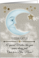 Goddaughter Mothers Day Blue Crescent Moon and Stars card