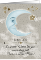 Friend Mothers Day Blue Crescent Moon and Stars card