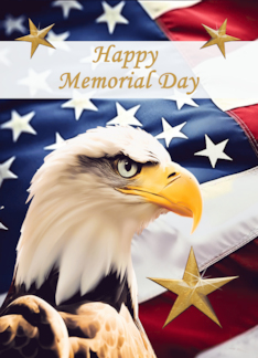 Memorial Day Patriotic American Flag and Eagle