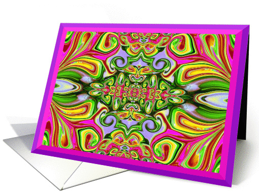 Happy Birthday Abstract Rainbow Swirl Labyrinth Colorful Magical card