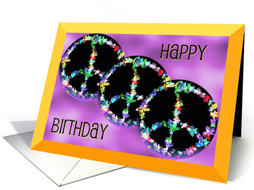 Daughter Happy Birthday Flower Power Retro Floral Peace Signs card
