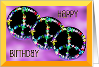 Daughter Happy Birthday Flower Power Retro Floral Peace Signs card