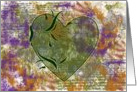 Green Heart Purple Grunge Blank Note Card
