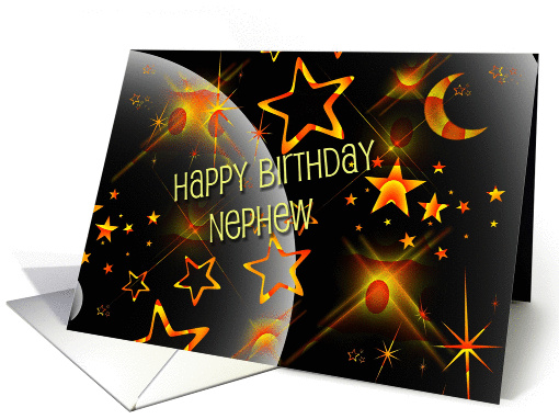 Happy Birthday Nephew Fun Neon Orange and Black Galaxy card (816219)