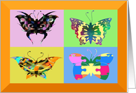 Colorful Butterflys Blank Note Card