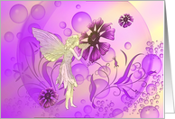 Happy Birthday Purple Flower Bubble Fairy card