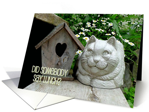 Let's do Lunch sly cat waiting for bird. card (832860)