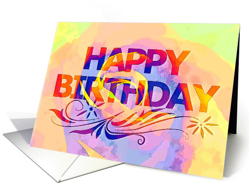 Happy Birthday Watercolor effect Rose card (839839)