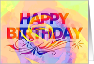 Happy Birthday Watercolor effect Rose card