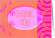 Floral Shadows in Orange and Pink Thank You card