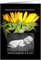 Sunflower Welcome to Our Baby Photo Card