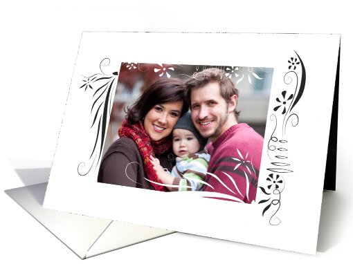 White and Black Floral Any Occasion Photo card (850742)