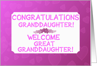 New Baby Congratulations to Granddaughter on First Great Granddaughter card