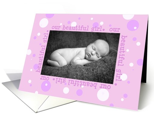 Pink Polka Dots Beautiful Baby Girl Announcement Photo card (856160)