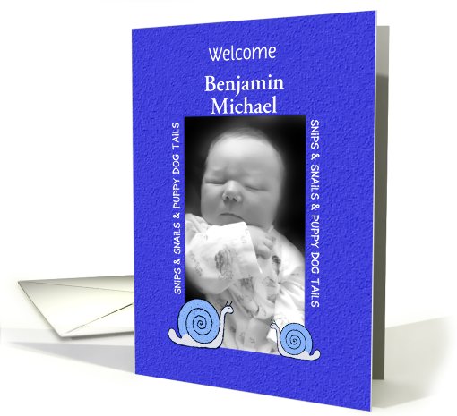 Snips and Snails Baby Boy Announcement Photo card (872578)