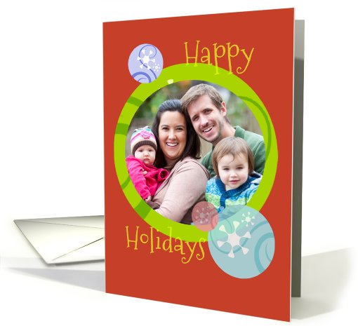 Happy Holidays Colorful Ornaments Photo card (881044)