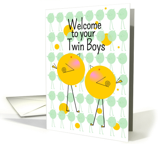 Welcome Twin Baby Boys Birdies card (889626)