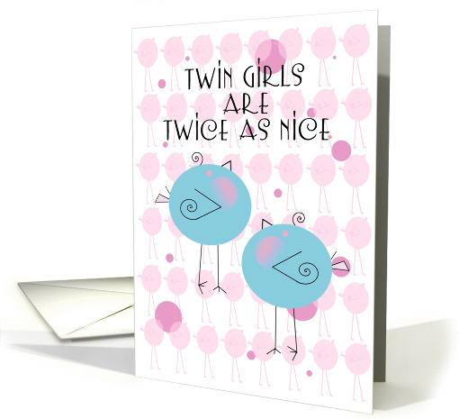 Welcome Twin Baby Girls Birdies card (889627)