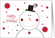 Happy Holidays Happy Smiling Snowman with Top Hat card