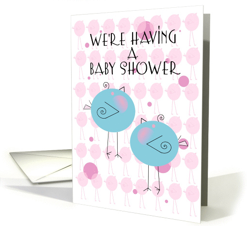 Baby Shower Invitation for Twin Girls with Twin Birdies card (890439)