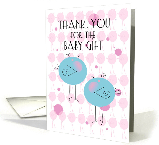 Thank You for the Baby Gift for Twins with Twin Blue Birdies card