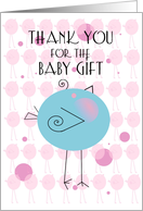 Thank You for the Baby Gift with Adorable Blue Birdie card