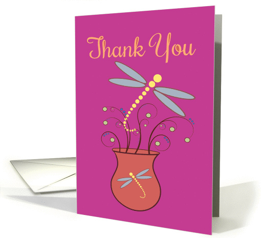 Thank You Dragonfly Vase with Swirls and Polka Dots card (890668)