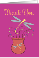 Thank You Dragonfly Vase with Swirls and Polka Dots card