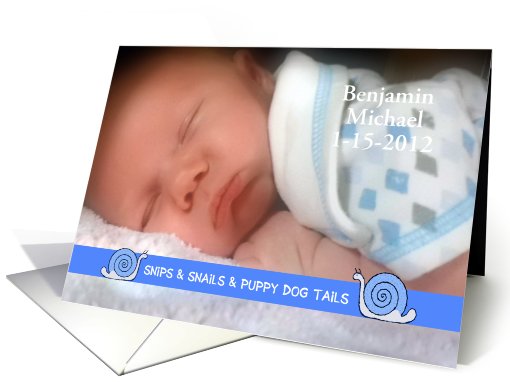 Baby Boy Customizable Birth Announcement Photo Card Snips... (895273)