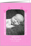 Baby Girl Customizable Birth Announcement Photo Card Sugar and Spice card