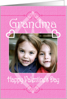 Happy Valentine’s Day Grandma Pretty Hearts in Pink Photo Card