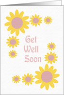 Get Well Soon Cheery Yellow and Pink Flowers card