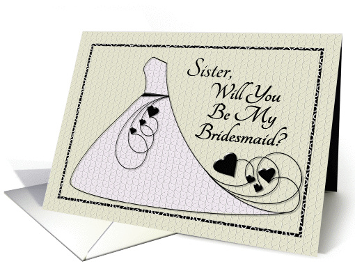 Sister,Will You Be My Bridesmaid? Invitation Pink Dress... (909705)