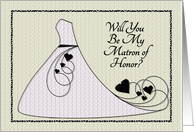 Will You Be My Matron of Honor? Invitation Pink Dress with Hearts card