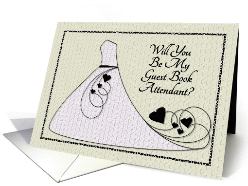 Will You Be My Guest Book Attendant? Invitation Pink Dress Hearts card