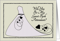 Will You Be My Guest Book Attendant? Invitation Pink Dress Hearts card