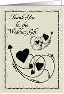 Thank You for the Wedding Gift Hearts and Swirls card
