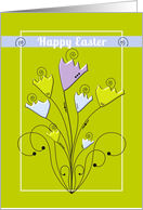 Happy Easter Cheery Pastel Tulips and Swirls card