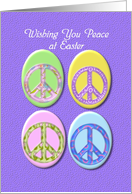 Wishing You Peace at Easter Pastel Eggs and Peace Signs card