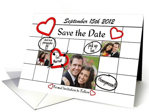 Save the Date Calendar of Wedding To Do Personalized Photo card