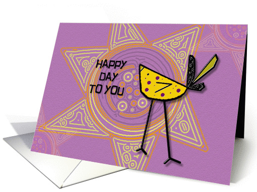 Happy Birthday Happy Day to You Bright and Bold Bird and Sun card