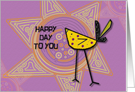 Happy Birthday Happy Day to You Bright and Bold Bird and Sun card