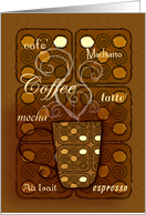 Happy National Coffee Day Seven Varieties of Coffee and Coffee Cup card