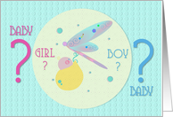 Baby Gender Reveal Party Invitation Baby and Dragonfly Girl or Boy card