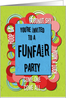 Birthday Party Invitations FunFair Games Colorful Stars and Circles card